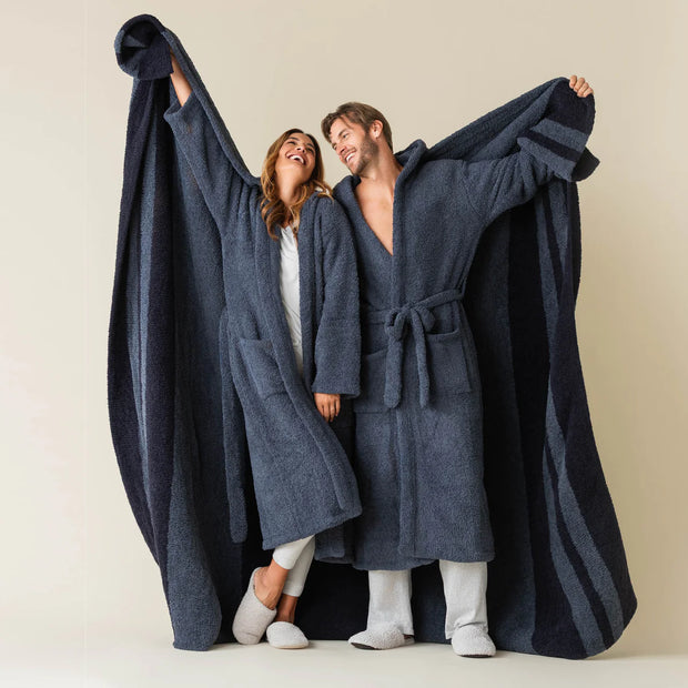 Kashwere Ultra Plush Vintage Blue Signature Hooded Robe Chenilla Classic