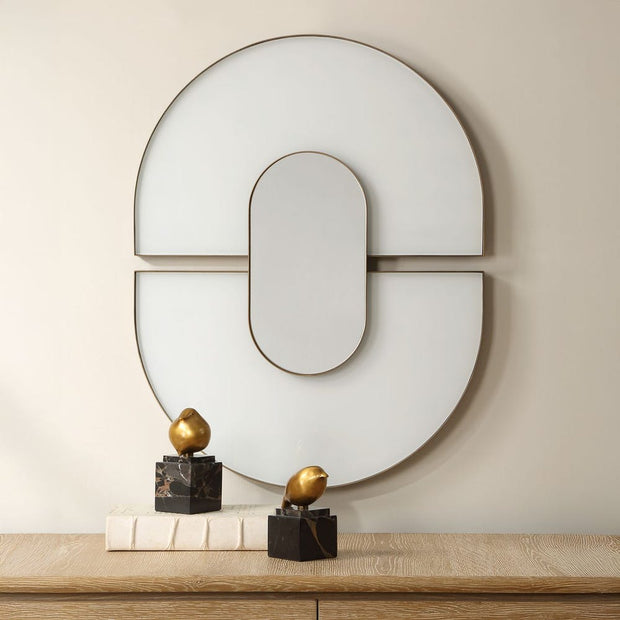 Uttermost Encase White Glass Oval Mirror
