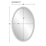 Uttermost Serna Beaded Matte White Oval Mirror