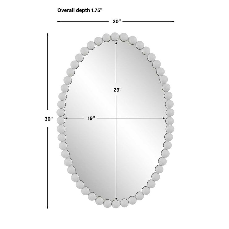 Uttermost Serna Beaded Matte White Oval Mirror