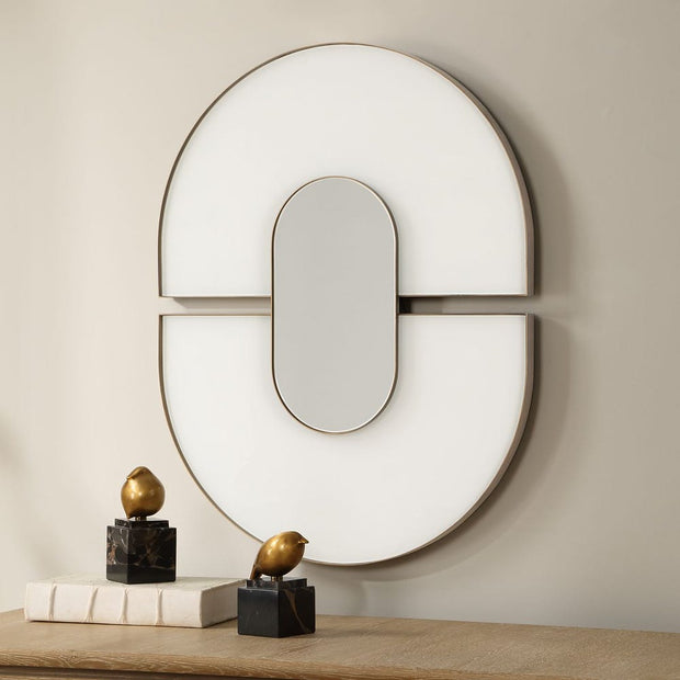 Uttermost Encase White Glass Oval Mirror