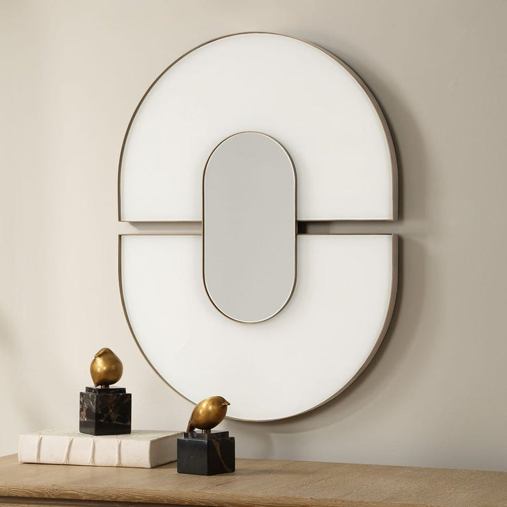 Uttermost Encase White Glass Oval Mirror