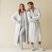 Kashwere Ojai Creme and Soapstone Ribbed Heathered Robe Chenilla Classic