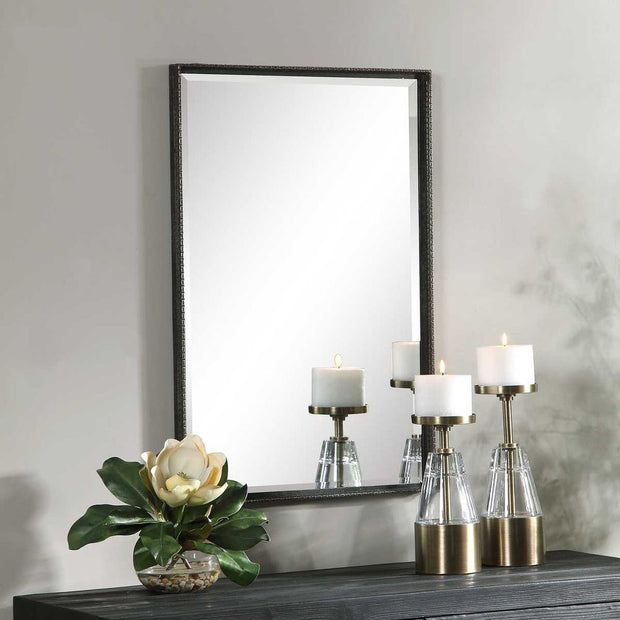 Uttermost Callan Distressed Rustic Black Vanity Mirror
