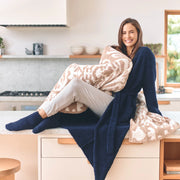 Kashwere Ultra Plush Navy Hampton Robe Chenilla Classic