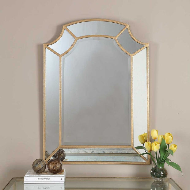 Uttermost Francoli Antique Gold Leaf Corner Arch Mirror