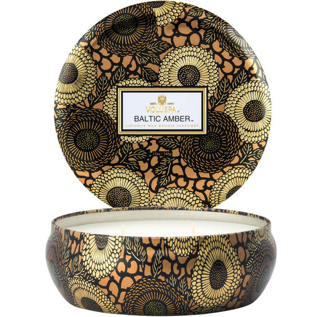 Voluspa Baltic Amber 3 Wick Tin Candle