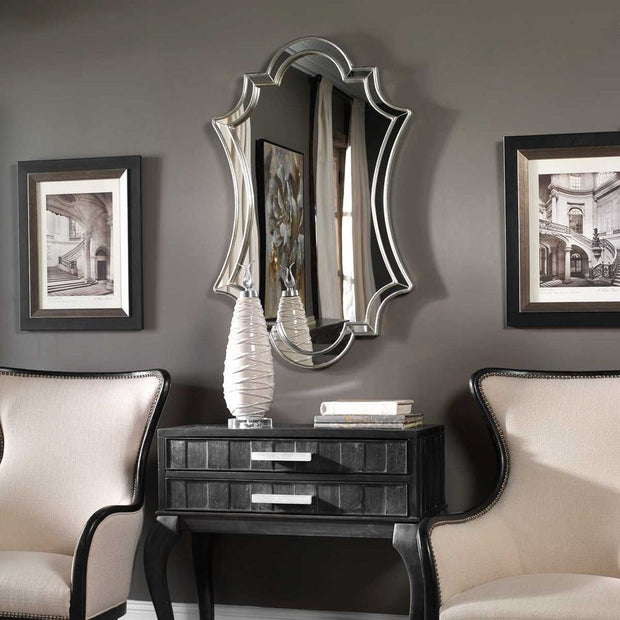 Uttermost Elara Curved Edge Finished Antique Silver Mirror