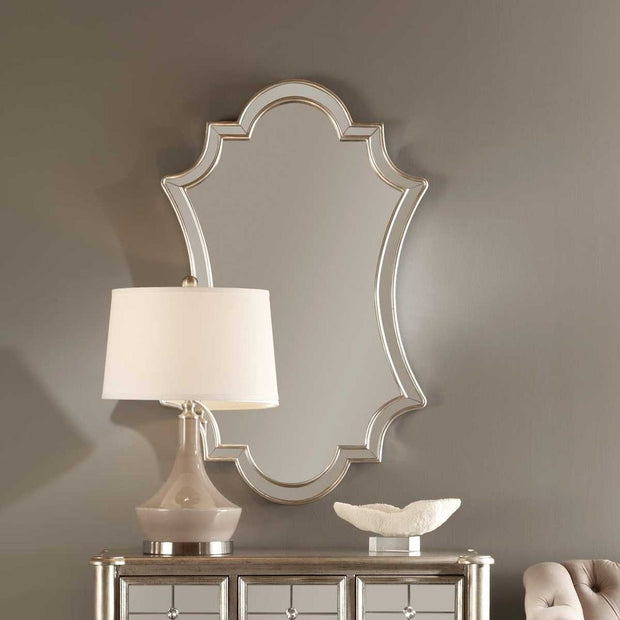 Uttermost Elara Curved Edge Finished Antique Silver Mirror