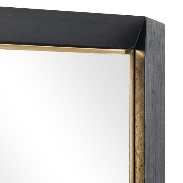 Uttermost Stenton Sleek Black With Gold Plated Inner Edge Tall Mirror