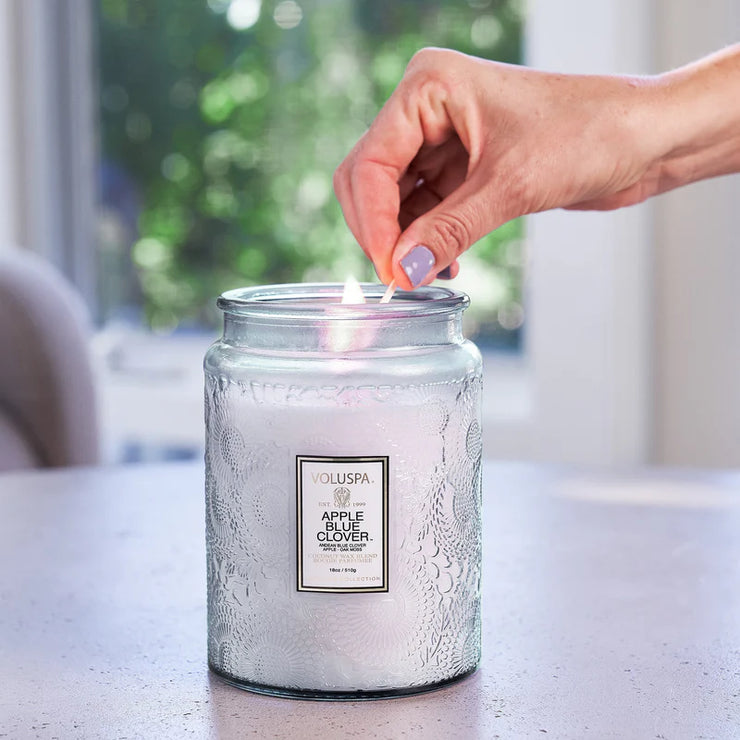 Voluspa Apple Blue Clover Large Jar Candle ~ 18oz