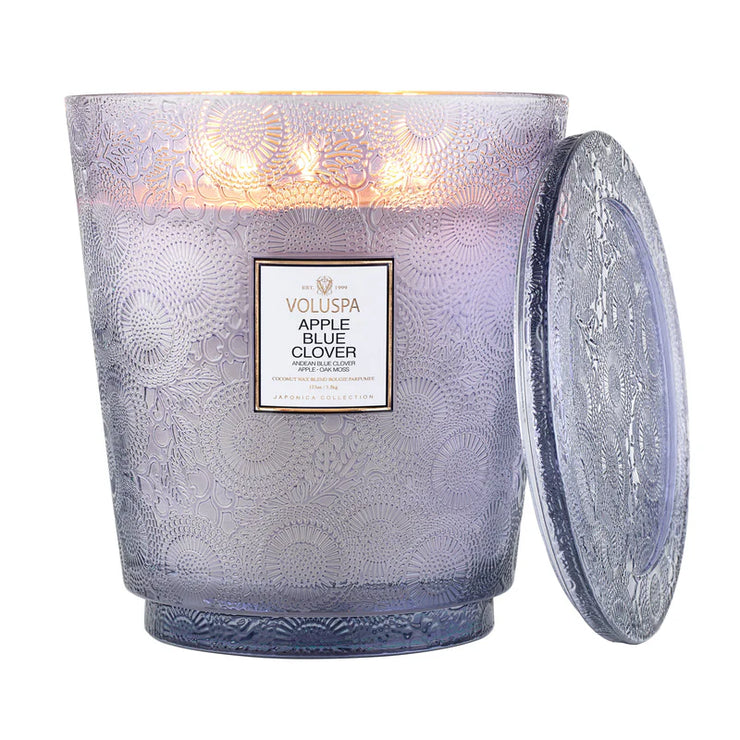 Voluspa Apple Blue Clover 5 Wick Hearth Candle ~123oz