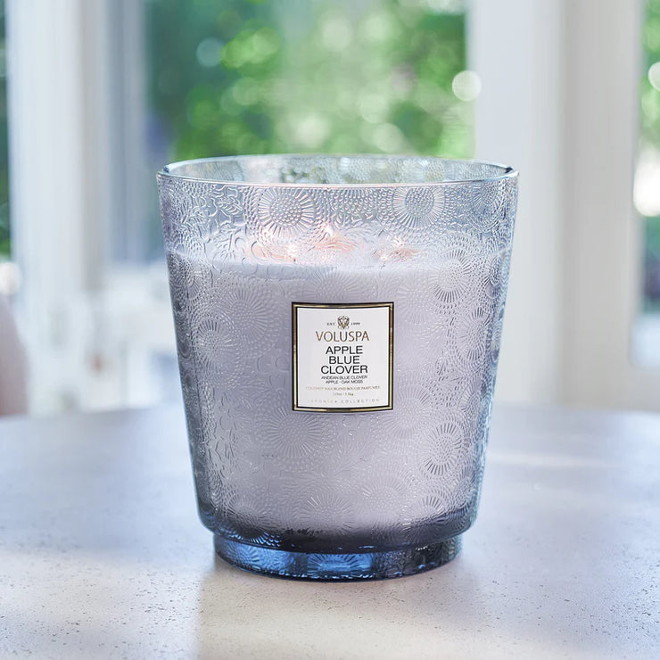 Voluspa Apple Blue Clover 5 Wick Hearth Candle ~123oz