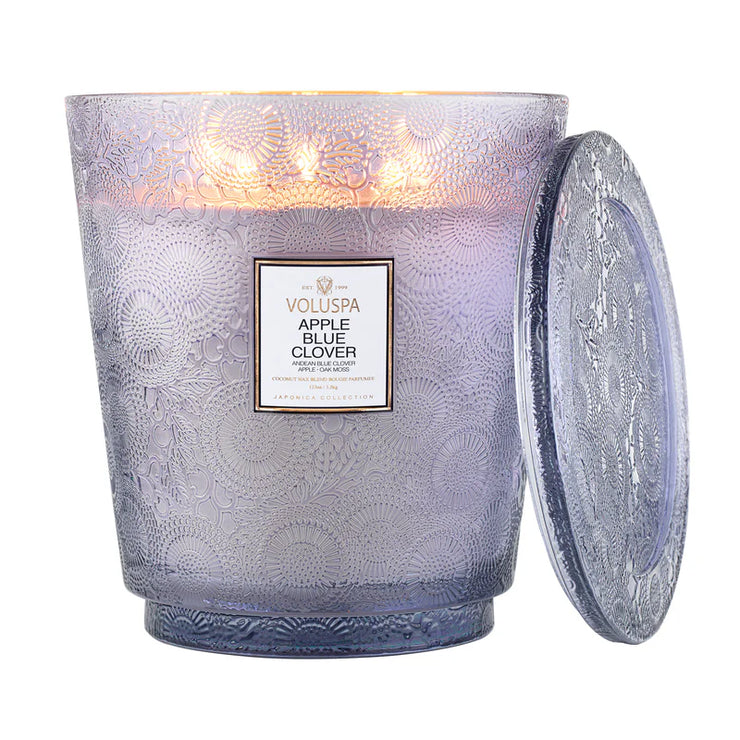 Voluspa Apple Blue Clover 5 Wick Hearth Candle ~123oz
