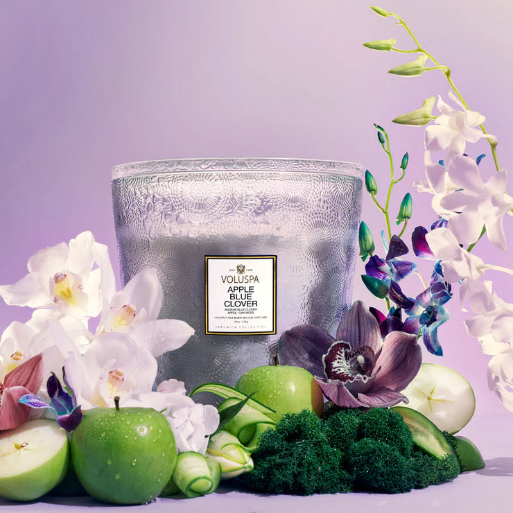 Voluspa Apple Blue Clover 5 Wick Hearth Candle ~123oz
