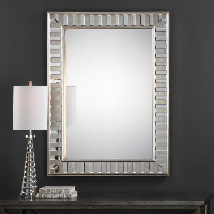 Uttermost Lanester Silver Leaf With Small Mirrors Framed Mirror
