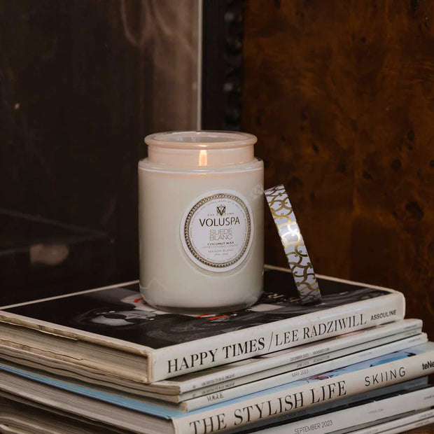 Voluspa Suede Blanc Large Jar Candle ~ 18oz