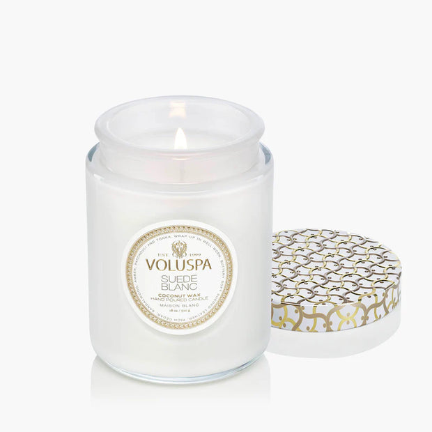 Voluspa Suede Blanc Large Jar Candle ~ 18oz