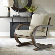 Uttermost Bedrich Neutral Cushion Fabric Mango Wood Modern Accent Lounge Chair