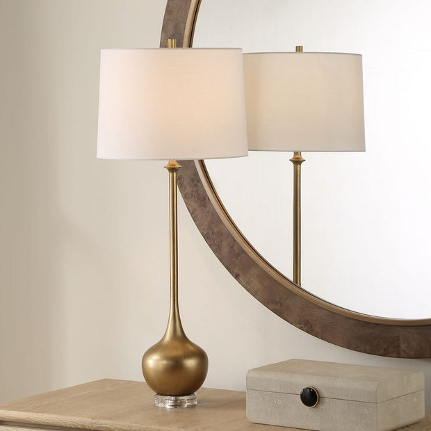 Uttermost Good As Gold Buffet Lamp With White Linen Shade