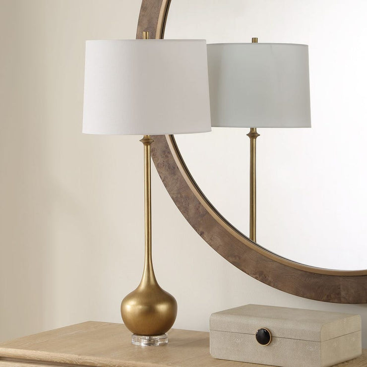 Uttermost Good As Gold Buffet Lamp With White Linen Shade