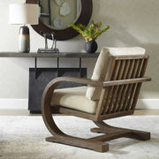 Uttermost Bedrich Neutral Cushion Fabric Mango Wood Modern Accent Lounge Chair
