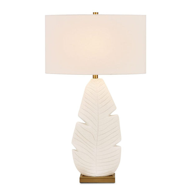 Uttermost Palm Leaf Matte White With Brass Details Table Lamp