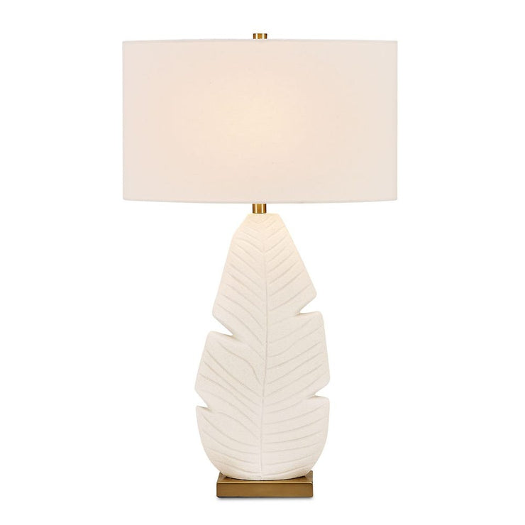 Uttermost Palm Leaf Matte White With Brass Details Table Lamp