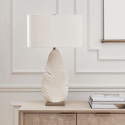 Uttermost Palm Leaf Matte White With Brass Details Table Lamp