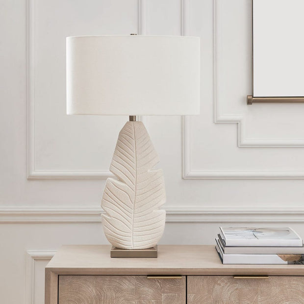 Uttermost Palm Leaf Matte White With Brass Details Table Lamp