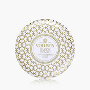 Voluspa Suede Blanc 3 Wick Tin Candle ~ 12oz