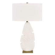 Uttermost Palm Leaf Matte White With Brass Details Table Lamp