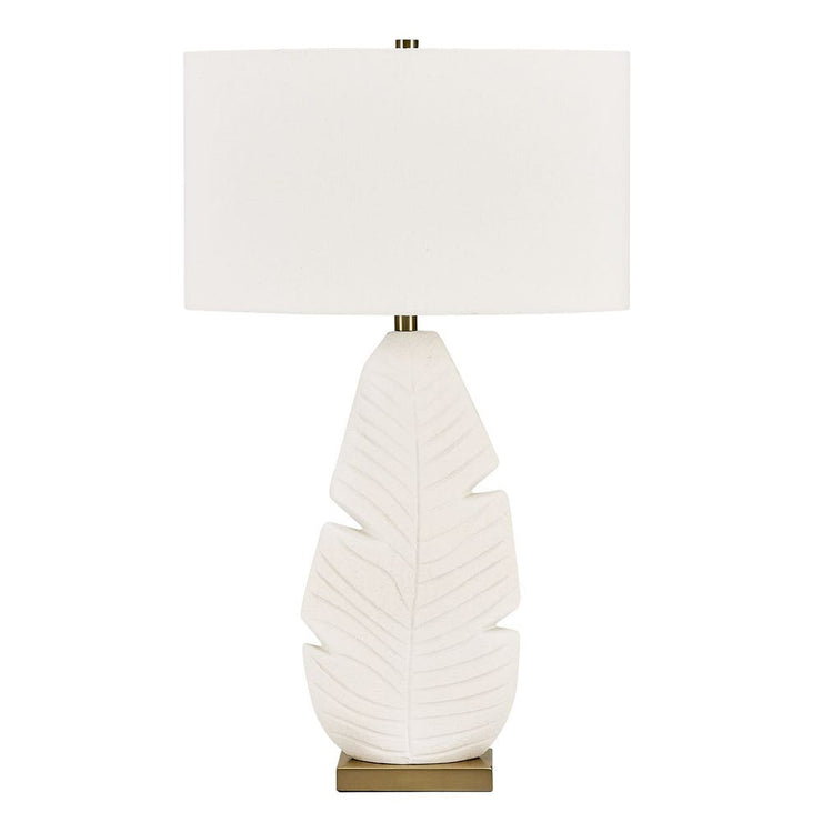 Uttermost Palm Leaf Matte White With Brass Details Table Lamp