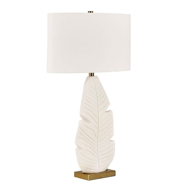 Uttermost Palm Leaf Matte White With Brass Details Table Lamp