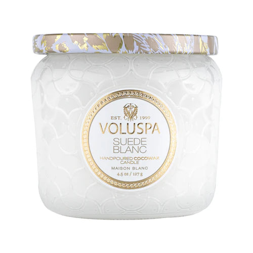 Voluspa Suede Blanc Petite Jar Candle ~ 3.2oz