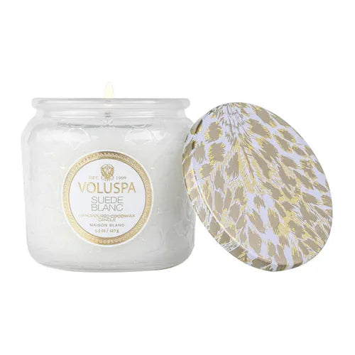 Voluspa Suede Blanc Petite Jar Candle ~ 3.2oz