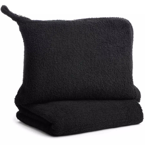 Kashwere Ultra Plush Black Travel Blanket & Pouch