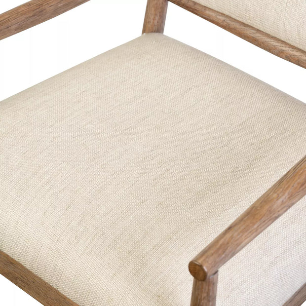 Four Hands Glenview Dining Armchair ~ Essence Natural Fabric With Weathered Oak Finish