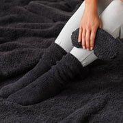 Kashwere Ankle Calf Midnight Grey Spa Socks Chenilla Classic