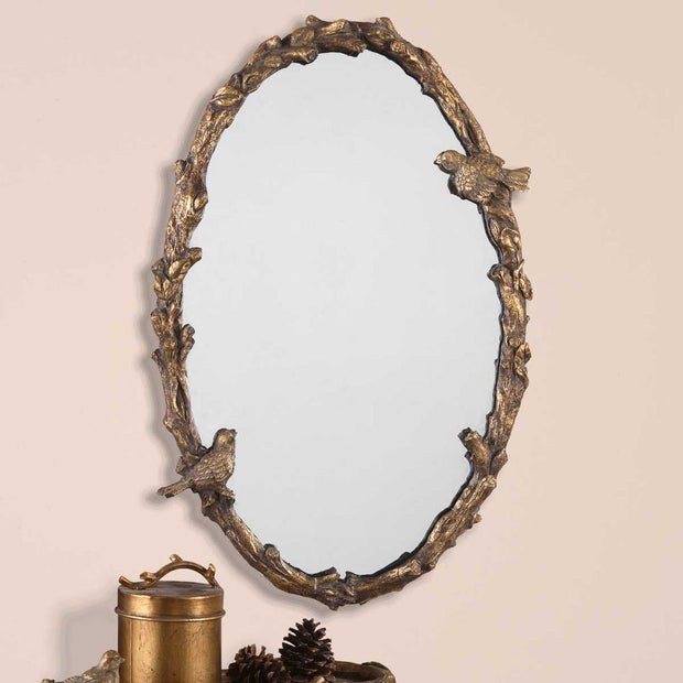Uttermost Paza Distressed Antique Gold Leaf Oval Mirror