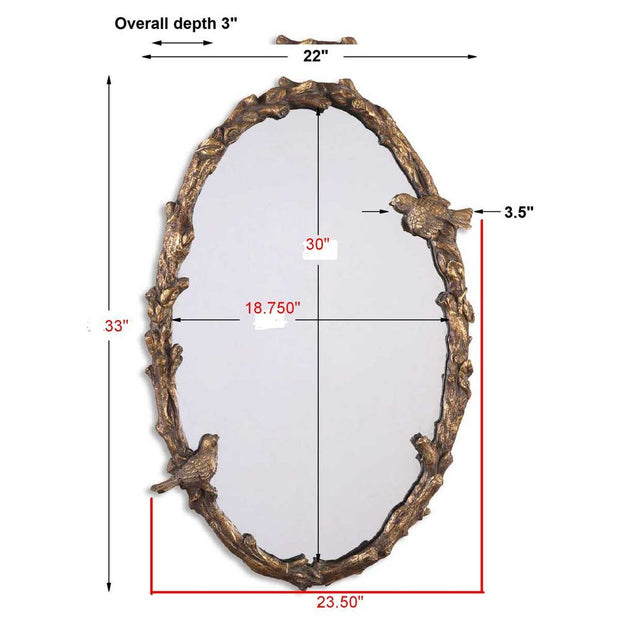 Uttermost Paza Distressed Antique Gold Leaf Oval Mirror