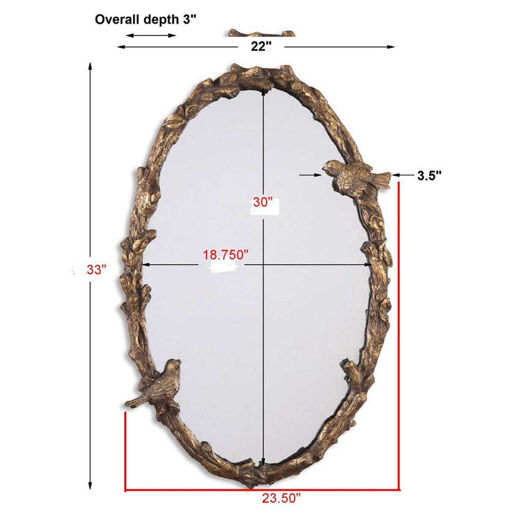 Uttermost Paza Distressed Antique Gold Leaf Oval Mirror