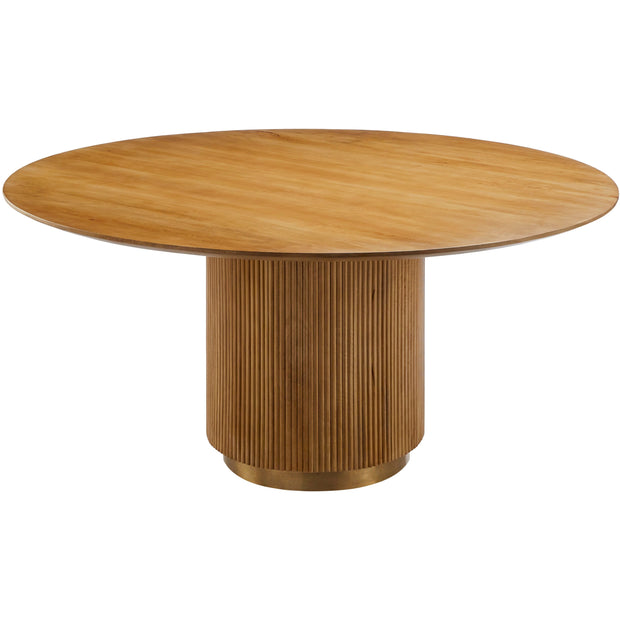 Surya Nems Modern Mango Wood 60” Round Dining Table With Brass Base