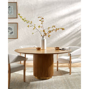 Surya Nems Modern Mango Wood 60” Round Dining Table With Brass Base