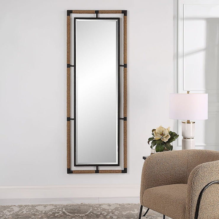 Uttermost Melville Natural Rope And Rust Black Tall Mirror