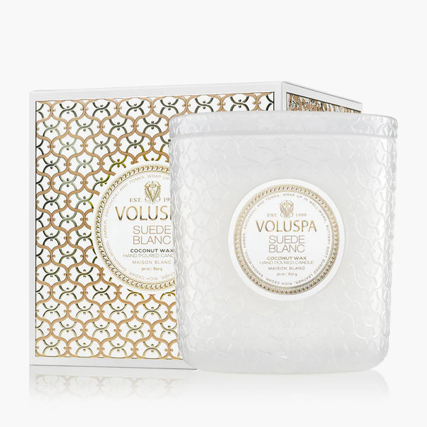 Voluspa Suede Blanc Boxed Luxe Candle ~30oz