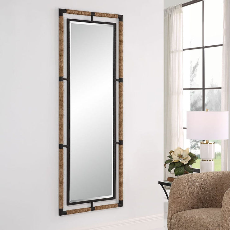 Uttermost Melville Natural Rope And Rust Black Tall Mirror