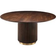 Surya Nems Modern Dark Mango Wood 60” Round Dining Table With Brass Base