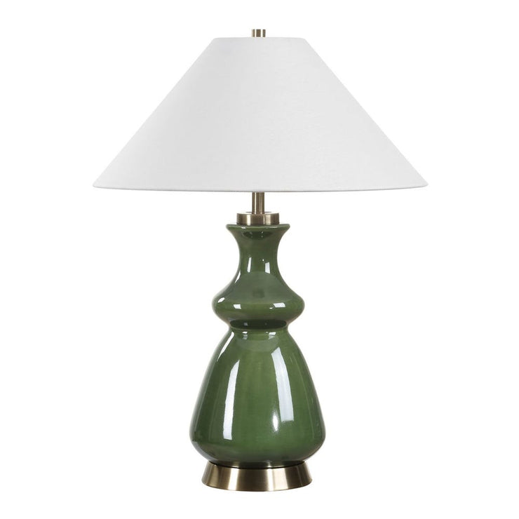 Uttermost Moss Green Thumb Table Lamp With Brass Plated Details