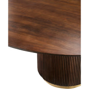 Surya Nems Modern Dark Mango Wood 60” Round Dining Table With Brass Base